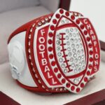 5 STAR LEGACY FOOTBALL CHAMPION RING --- RED BODY, WHITE SIDES (Item #51-160)