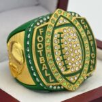 5 STAR LEGACY FOOTBALL CHAMPION RING --- GREEN BODY, GOLD SIDES (Item #51-144)