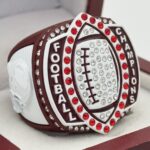 5 STAR LEGACY FOOTBALL CHAMPION RING --- MAROON BODY, WHITE SIDES (Item #51-128)