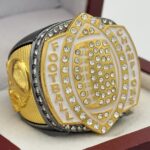 5 STAR LEGACY FOOTBALL CHAMPION RING --- GUNMETAL BODY, GOLD SIDES (ITEM #51-124)