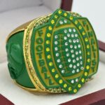 5 STAR LEGACY FOOTBALL FINALIST RING --- GOLD BODY, GREEN SIDES (Item #51-141)