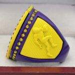 5 STAR LEGACY FOOTBALL CHAMPION RING --- PURPLE BODY, YELLOW SIDES (ITEM #51-140) - Image 2