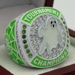 GLOWING GHOST CHAMPION RING --- WHITE BODY, GREEN STONES (Item#43-108)