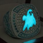 GLOWING GHOST CHAMPION RING --- WHITE BODY, BLUE STONES (Item#36-88) - Image 2