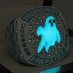 GLOWING GHOST FINALIST RING --- WHITE BODY, BLUE STONES (Item#36-85) - Image 2