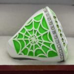 GLOWING GHOST FINALIST RING --- WHITE BODY, GREEN STONES (Item#43-105) - Image 5