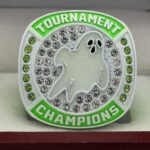 GLOWING GHOST CHAMPION RING --- WHITE BODY, GREEN STONES (Item#43-108) - Image 4