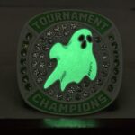 GLOWING GHOST CHAMPION RING --- WHITE BODY, GREEN STONES (Item#43-108) - Image 7