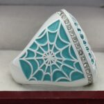 GLOWING GHOST CHAMPION RING --- WHITE BODY, BLUE STONES (Item#36-88) - Image 5