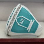 GLOWING GHOST CHAMPION RING --- WHITE BODY, BLUE STONES (Item#36-88) - Image 3