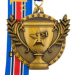 ALL SPORTS TROPHY 2ND MEDAL --- ANTIQUE GOLD (Item #63-116)