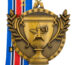 1st place medal with red white and blue ribbon