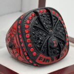 BLACK WIDOW FINALIST RING --- BLACK BODY, RED STONES (Item #36-109)