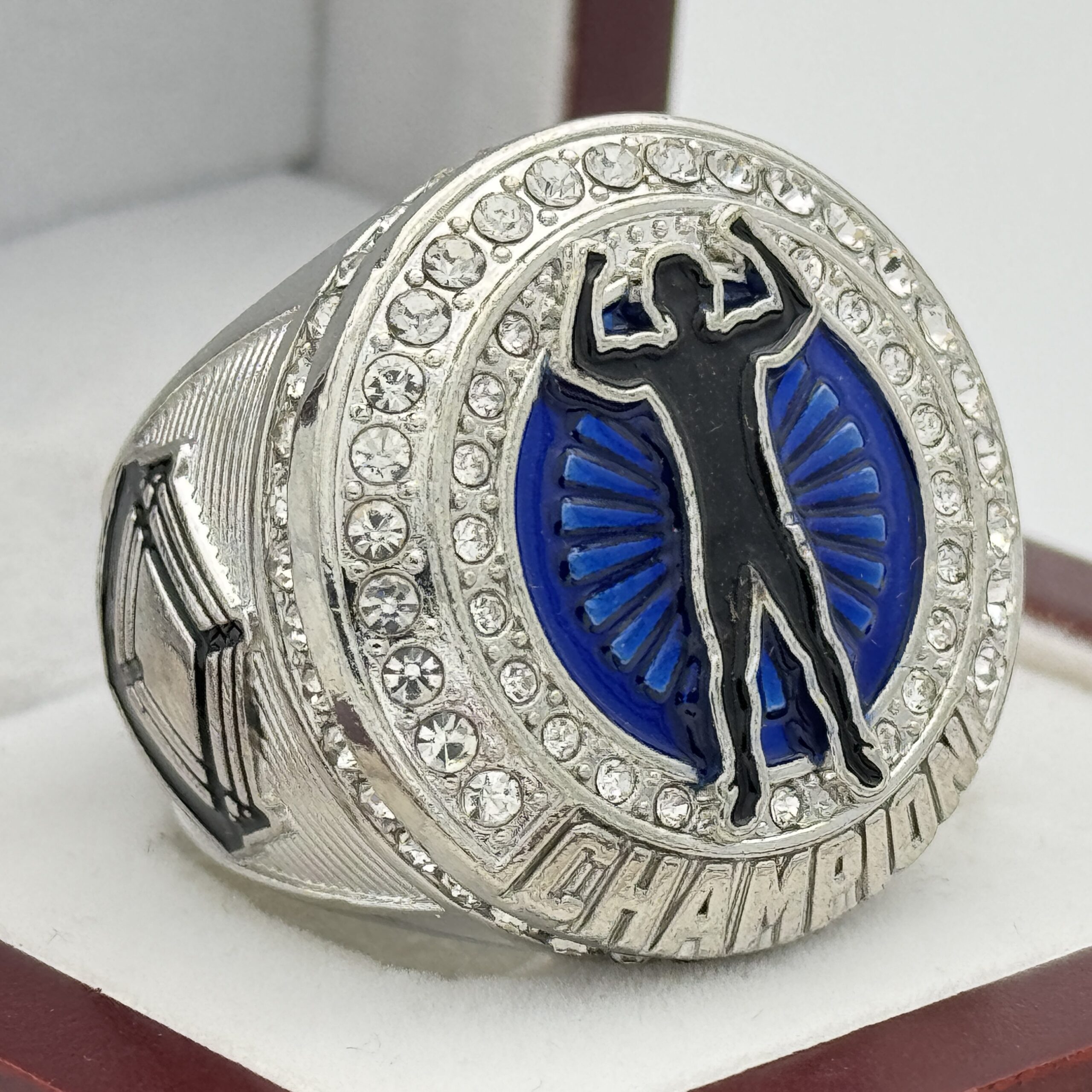 IMG_9246 WRESTLING CHAMPION RING --- SILVER BODY, BLUE PAINT (Item #56-73) - Image 1