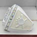 HOME PLATE FINALIST RING --- WHITE BODY, PRISMATIC STONES, CREAM PAINT (Item #50-229) - Image 2