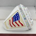 HOME PLATE FINALIST RING --- WHITE BODY, PRISMATIC STONES, CREAM PAINT (Item #50-229) - Image 4